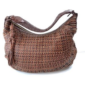 Cole Haan Genevieve woven leather hobo rare color